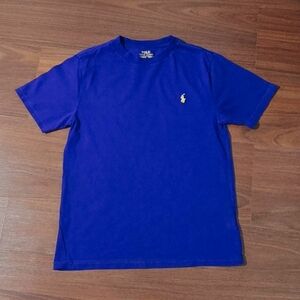 Ralph Lauren Boys Royal Blue crew neck T Shirt with Yellow Pony Logo